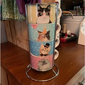 Pier 1 imports cat party stackable mug set!! Makes room!!